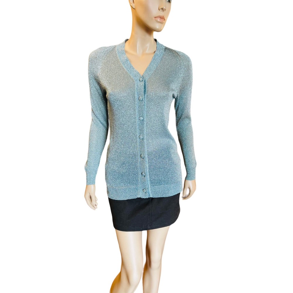 Vintage 60s Knit Cardigan Sweater Made in Hong Kong Sz is 10 fit M Long Sleeves